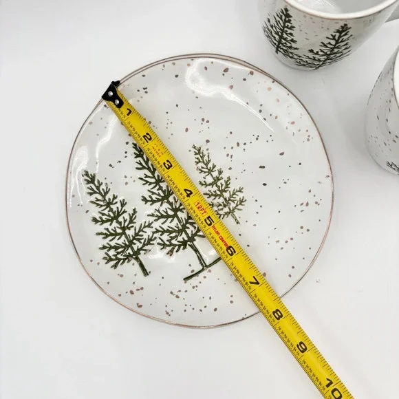 Speckled Dessert Salad Plate Set of 2 White Gold Trees Accent Dishes - Picture 3 of 3